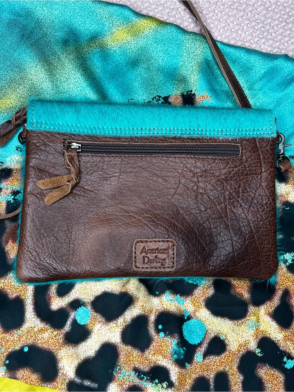 American Darling Envelope Hair on Leather Crossbody/Shoulder Bag - Picture 3 of 10